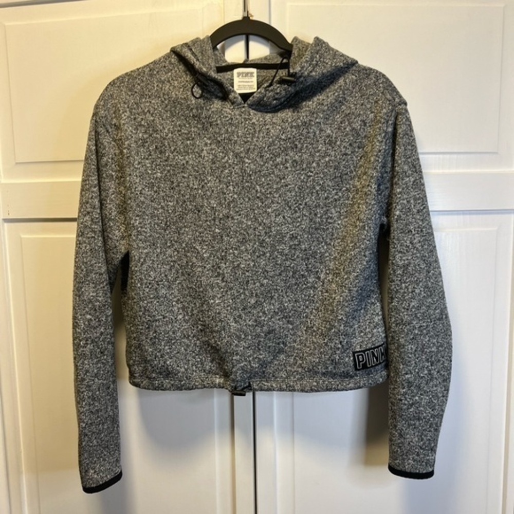 PINK Victoria's Secret Cropped Hoodie Sweater Knit Pullover Sweatshirt